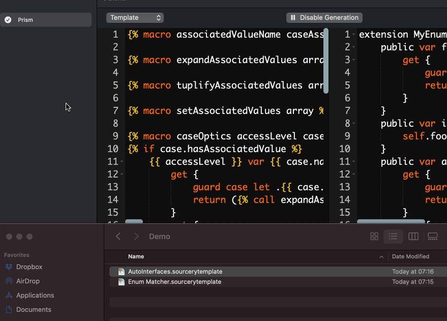 Drag and drop templates