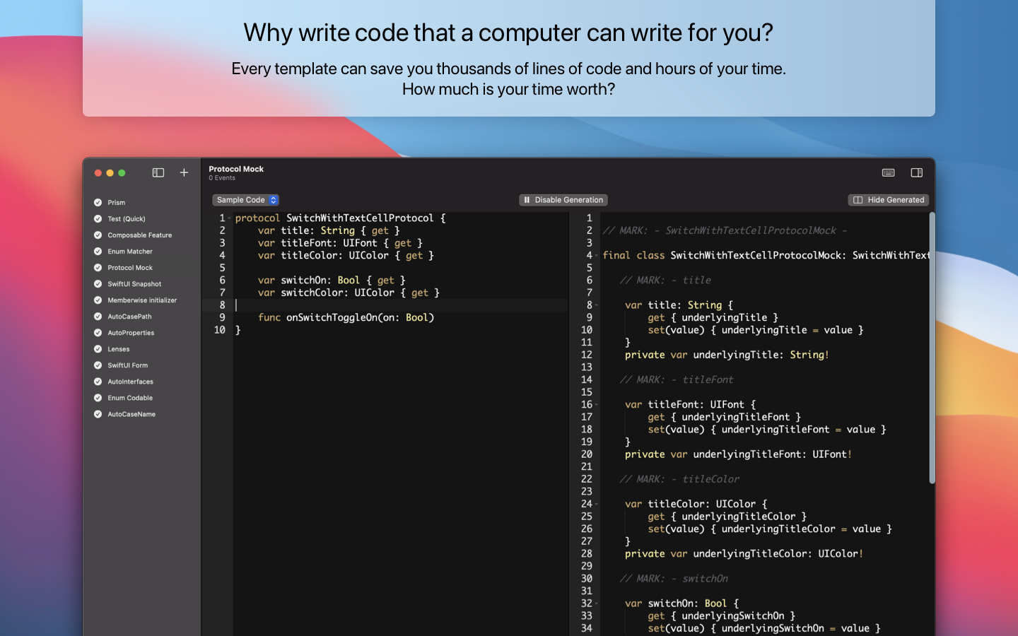 Template Editor with code completion